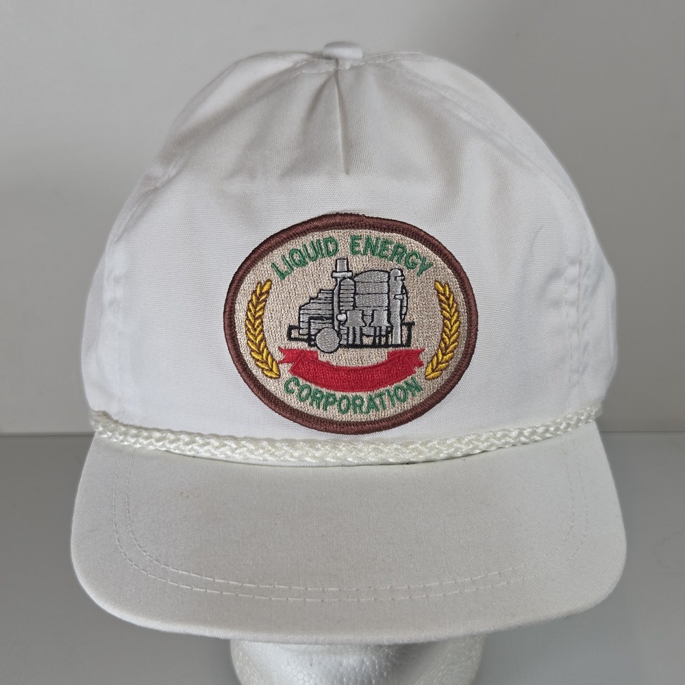 Vintage Liquid Energy Corporation White Adjustable Snapback Rope Trucker Hat